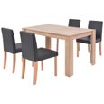 #48153 Ensemble Table et Chaises de Salle à Manger - 1 Ensemble Table + 4 Chaises Cuir synthétique Chêne Noir Meuble©-1