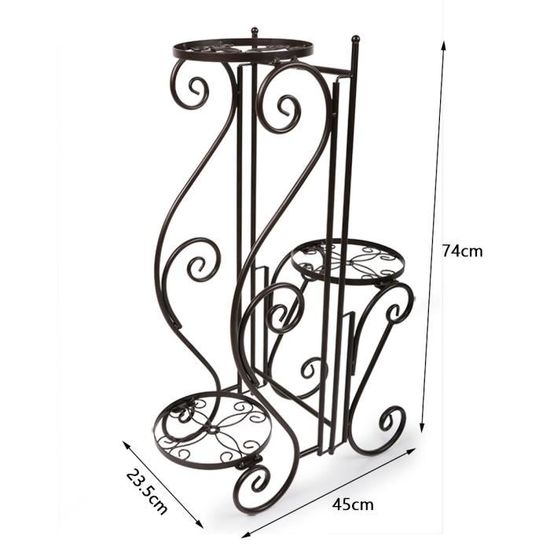 Porte-plantes Vertical En Bois Massif - 2 étages - Design Rond Pour Coin - Dimensions 30x30x45/65/85 Cm