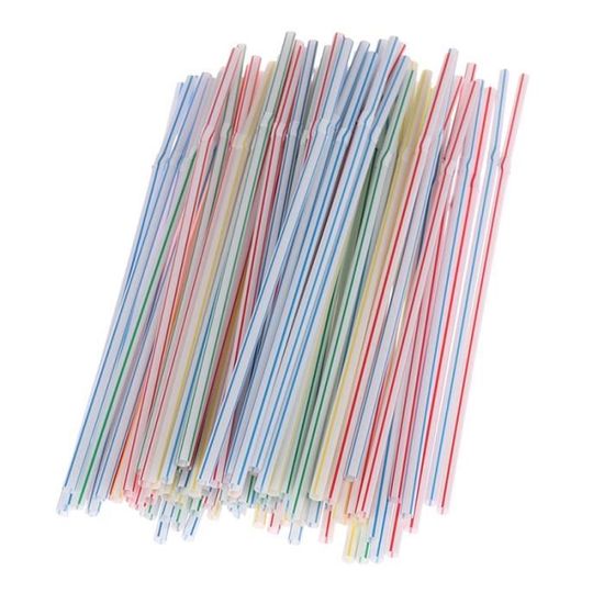 Accessoires bar,100 pièces pailles jetables pailles en plastique flexibles  rayé multicolore arc en ciel pailles à - Type MULTI