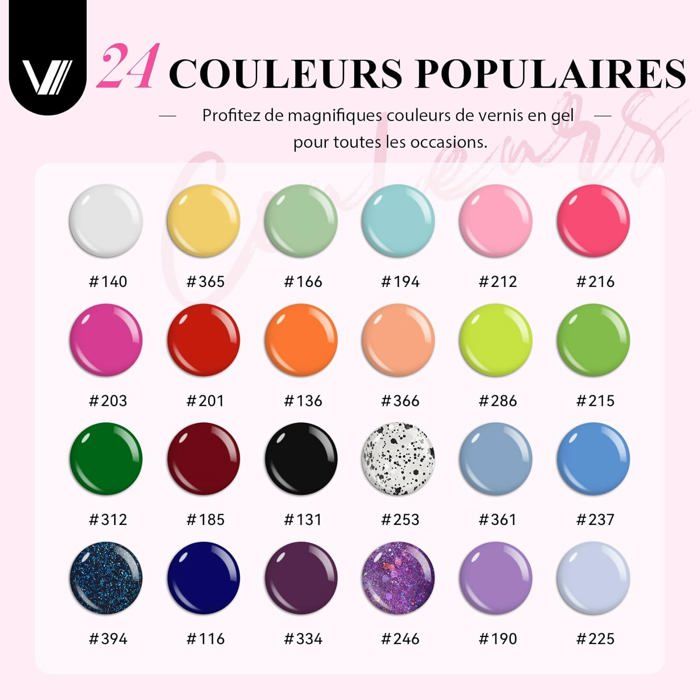Kit Vernis Semi-permanent VANREESA 42 Pièces - 24 Couleurs + Lampe UV, Neuf Complet