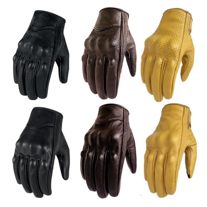 Gants En Cuir Véritable Pour Hommes - Mitaines Courtes Conduite - Sans Doublure - Taille XXL - Couleur Bleu