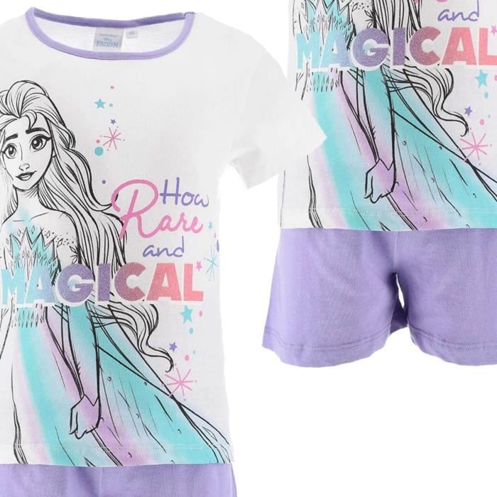 Ensemble de Pyjama Fille DISNEY La Reine des Neiges Blanc