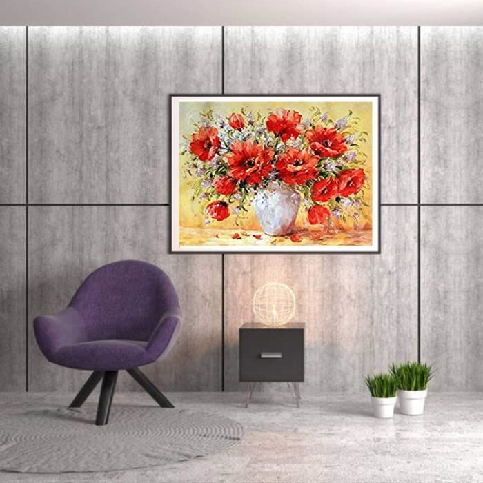 Peinture Par Numéro Adulte Fleur D'Art Diy Pré-Imprimé Toile Peinture À L'Huile Cadeaux Pour