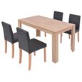 #48153 Ensemble Table et Chaises de Salle à Manger - 1 Ensemble Table + 4 Chaises Cuir synthétique Chêne Noir Meuble©-2