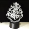 3D Nuit Lumière Lampe Acrylique Hogwarts Harry Potter École de magie Badge Neuf-2
