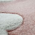 Tapis Chambre Enfant Adorable Couleurs Pastel Motif Nuages Poils Ras En Rose Blanc [80x150 cm]-2