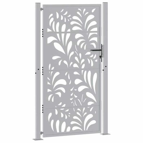 VidaXL Portail De Jardin Noir Élégant - Barrière Extérieure Avec Design Arbre Découpé Au Laser, Parfait Pour Terrasse Et Jardin
