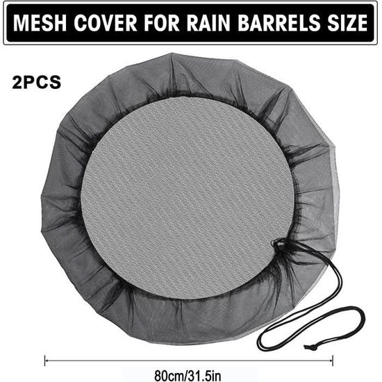 Lot De 2 Filets De Protection Pour Tonneau D'eau - Housse Anti-feuilles 80 Cm Avec Cordon De Serrage - 2