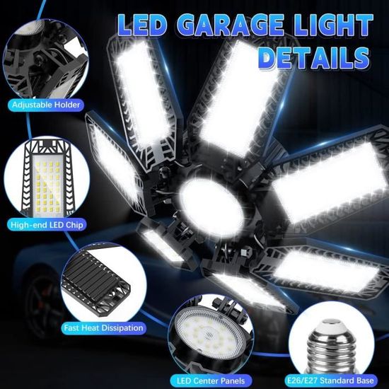Lampe d'atelier LED 200W WELAN - Éclairage de garage 16000LM 6500K - 8  panneaux réglables - IP20 - Cdiscount Appareil Photo
