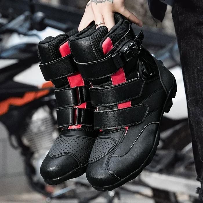 Bottes Moto Homme Vaster Cuir Homologuées CE Niveau 2 - Protection Cheville Longue
