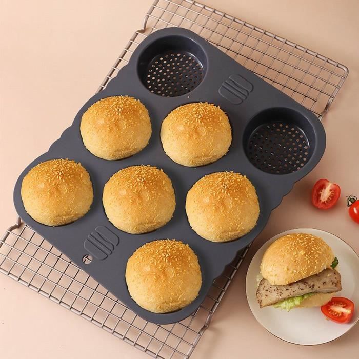 Lot de 4 moules à pain atrccs - Moule à pain anti-adhésif - Facile à  démouler - En silicone - Pour faire des hamburgers (noir) : :  Cuisine et Maison