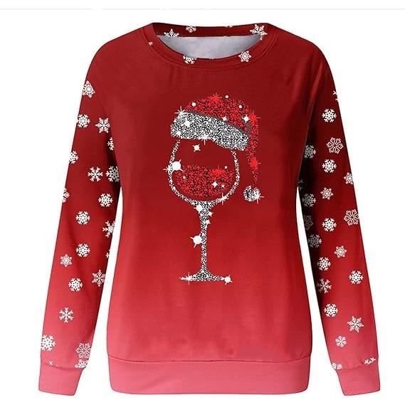Pull Noel Femme Sweat Shirt Casual Sport Pullover Manches