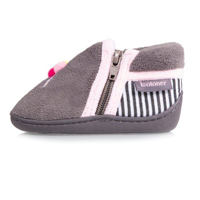 Pantoufles Enfants Chaussons Bottillons Isotoner Bébé Fille - Velours Doux, Semelle Antidérapante, Fermeture Scratch Chausson Enfant Semelle Souple