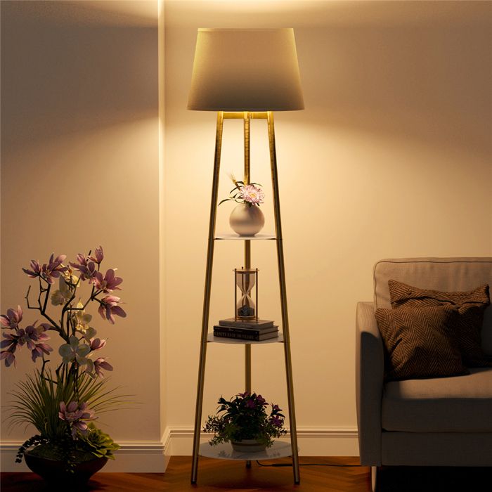 Lampadaire Sur Pied Salon USB Lampe avec Etagere pour Chambre