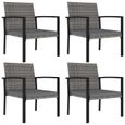 Ensemble de salle à manger de jardin en résine tressée grise Qualité luxe© avec table et 4 chaises-3