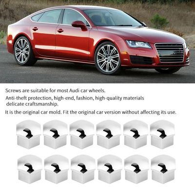 20 Cache-Écrous 17mm Argent - Nylon PA66 - Anti-Vol - Compatible Audi & Autres - Avec Outil De Retrait