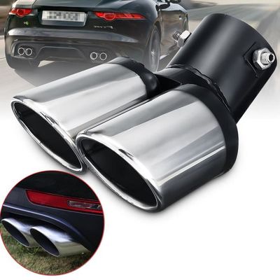 Embout D'Échappement Universel Double Sortie - Acier Inoxydable, Diamètre 63 Mm, Pour Voiture (Noir)