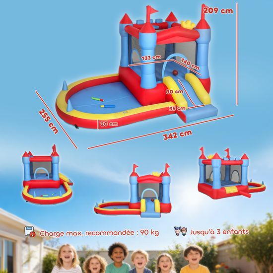 Château gonflable - AIYAPLAY - 8 en 1 - toboggan, trampoline, piscine et souffleur - tissu oxford - 350 x 325 x 210 cm - multicolore - Jeux - Jouets Château gonflable - AIYAPLAY - 8 en 1 - toboggan, trampoline, piscine et souffleur - tissu oxford - 350 x 325 x 210 cm - multicolore - Jeux - Jouets