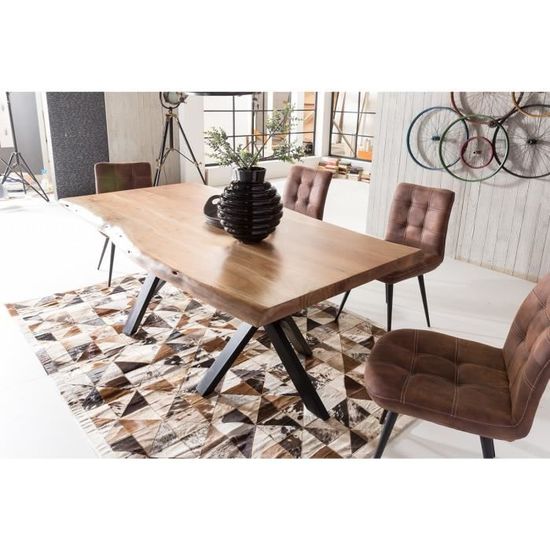 Plateau De Table 200x100 Cm En Acacia Massif Coloris Bois Laque