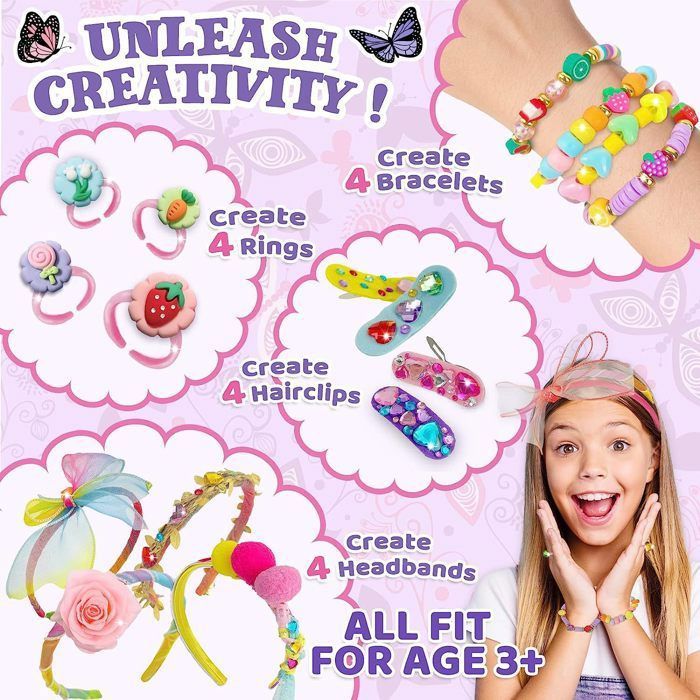 Kit De Fabrication De Bandeaux Pour Filles - 124 Pièces Créatives - Cadeau DIY Pour Enfants 3 à 10 Ans - Activités Manuelles Cheveux