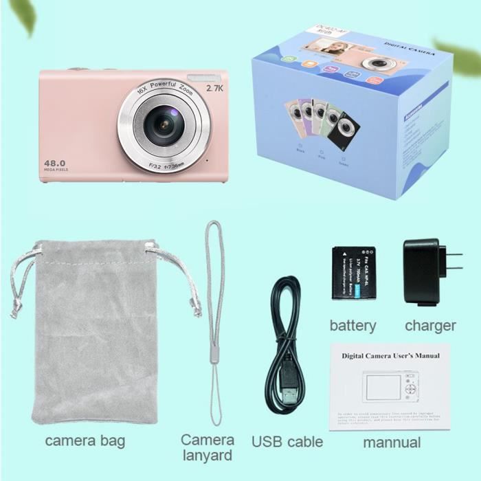 BLOSSOM Appareil photo pour enfants 1080P,Double caméra,3 rouleaux de