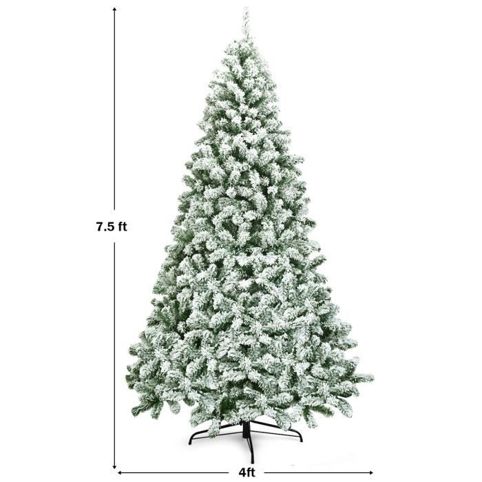 Sapin De Noël Artificiel Demi-forme 180 Cm GYMAX - 852 Branches Enneigées, 240 LEDs Blanches/multicolores - Télécommande, 9 Modes, Minuterie - Base Métallique, Montage Facile - 11