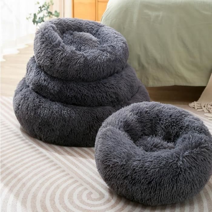 Panier Rond Donut Pour Chat Ou Chien - Coussin Moelleux Lavable, Fond Antidérapant, Tailles S/M/L/XL, Design Mignon