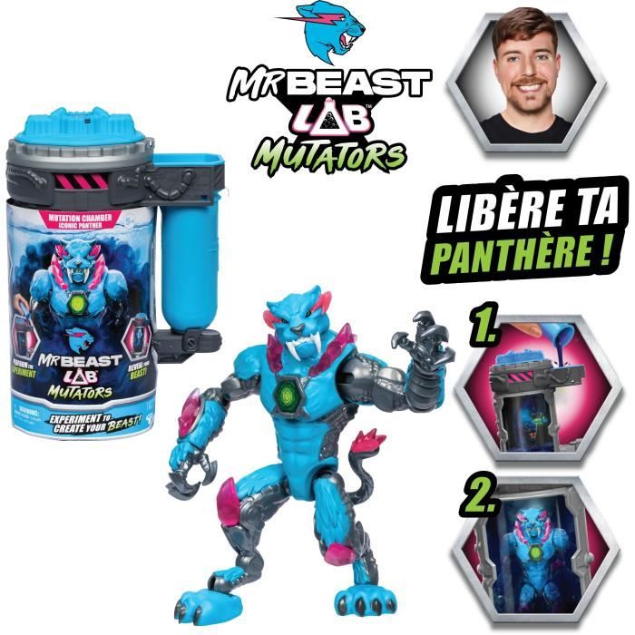 MrBeast Lab Mutators – Metallic Panther – Expérience Scientifique – Figurine 13 Cm – 20 Articulations – À Collectionner