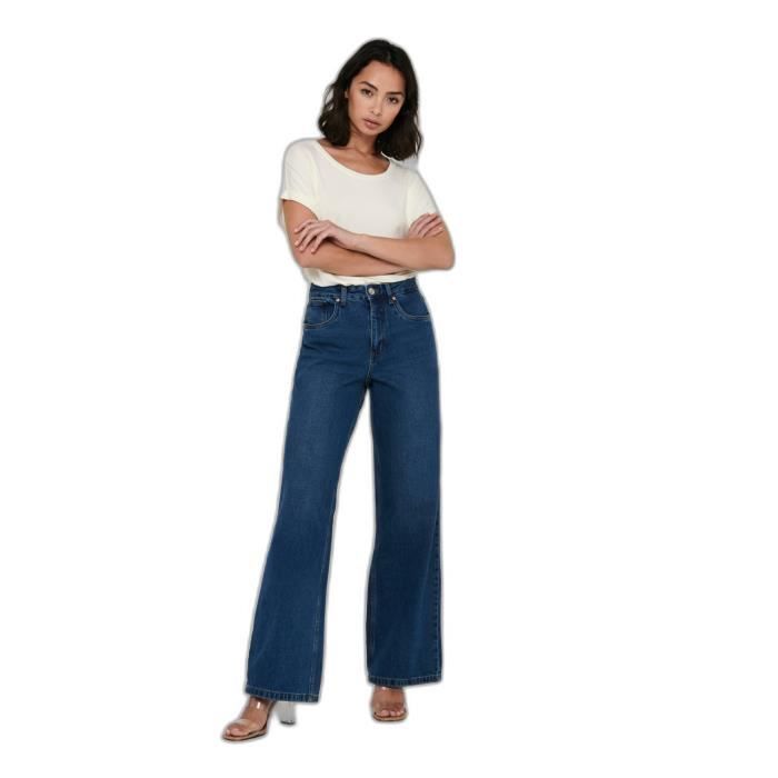 ONLY Onlella-Riley MW Straight Tai523 Dnmnoos Jean Coupe Droite, Noir délavé, XXS / 32L Femmes