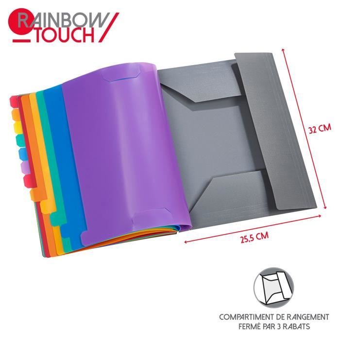 Trieur A4 12 Compartiments Avec Index - Fermeture élastique - Plastique Incolore - Dimensions 25x32x1,4 Cm - Classement Documents Bureau