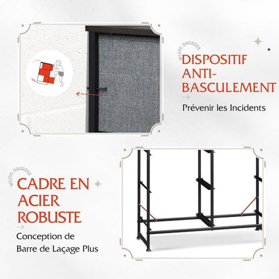 Commode Avec 6 Tiroirs Meuble De Rangement Avec Tiroirs En Tissu Poignées Et Structure En Acier Pour Chambre Salon - 7