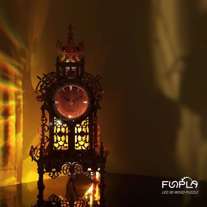FUNPOLA LED Puzzle 3D En Bois Dirigeable Steampunk - Maquette à Construire Avec Lumières LED Pour Adultes