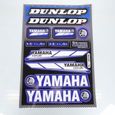 Planche de stickers autocollant YAMAHA DUNLOP bleu et blanc pour moto scooter 50-0