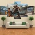 5 peintures sur toile-Impression HD-Décoration murale-Décoration de la maison-Jeu de Kratos God of War-cadeau de Noël-150x60cm[329]-0