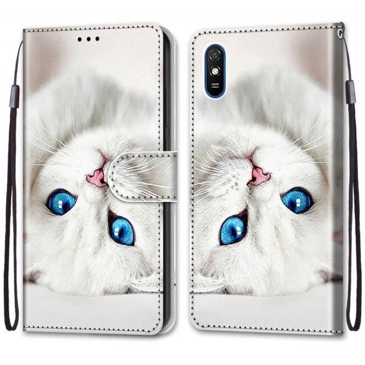 Prime PU Cuir Etui avec Fentes pour Cartes DOINK Coque en Papillon pour Xiaomi Redmi 9A Bleu Redmi 9AT