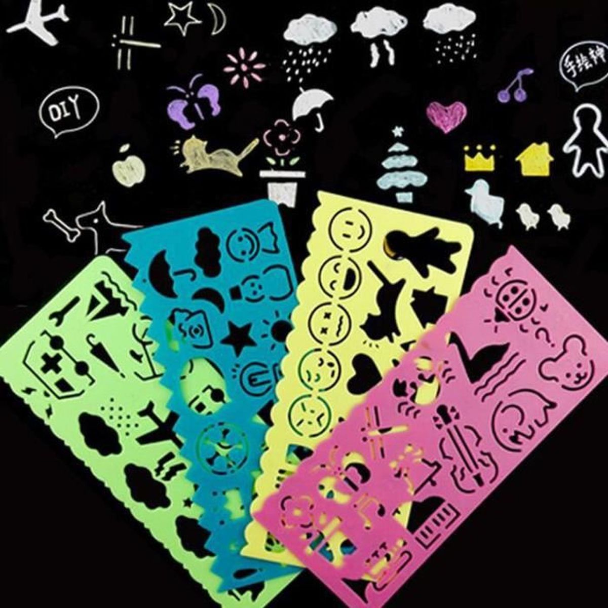 Enfants enfants plastique dessin gabarit pochoirs règles peinture art  bricolage - Achat / Vente kit peinture Enfants enfants plastique d -  Cdiscount