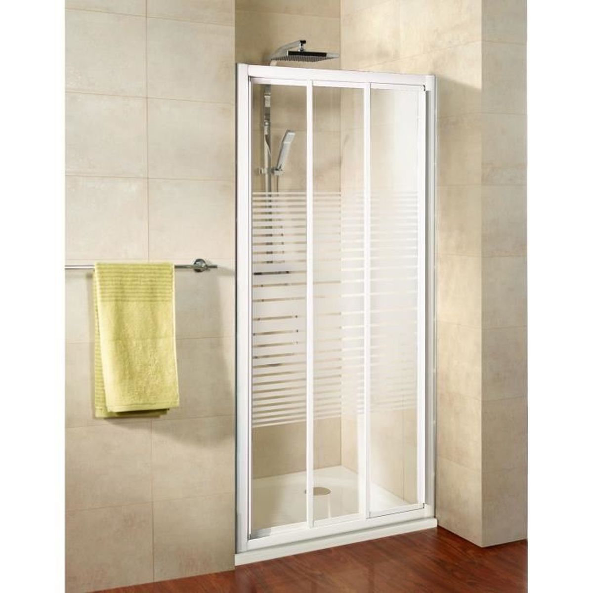 CABINE PORTE PAROI DOUCHE NICHE H185 VERRE SÉRIGRAPHIÉ PROFILS ALUMINIUM BLANC