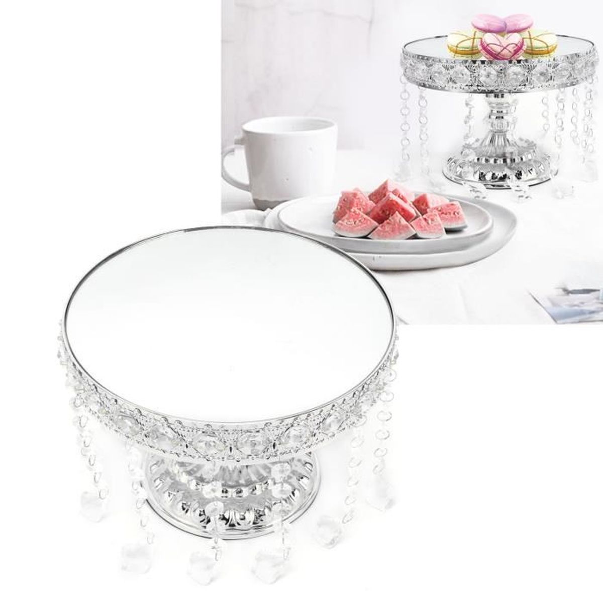 Support à Gâteau En Métal Rose Floral - 18 Pouces - Très Bon état