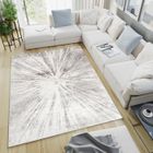 TAPISO Tapis Salon Poils Ras Valley Crème Marron Gris Abstrait Polyester Intérieur 200x300