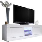 BRAND Meuble TV - BASICO - 2 portes - Blanc laqué brillant - 180 x 43 x 56 cm