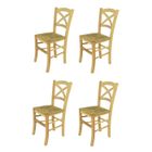 T M C S Tommychairs - Set 4 chaises cuisine CROSS, robuste structure en bois de hêtre peindré en couleur naturelle et assise en paille