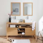 Meuble de Salle De Bain - MOB-IN - ATOLL - Chêne 140 cm - 2 Miroirs - 2 Vasques carrées