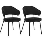 WOLTU Lot de 2 Chaises Salle à Manger avec Dossier, Chaise de Cuisine Scandinave Velours, Pieds en Métal, Noir W0ATT0081-2