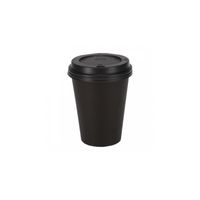 100 x Gobelets jetables à café en carton noir 240ml (8oz)+couvercles pour les boissons chaudes et froides.