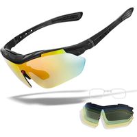 lunettes de soleil de sport polarisées,avec 5 lentilles interchangeables,pour baseball course escalade pêche conduite golf（noir）