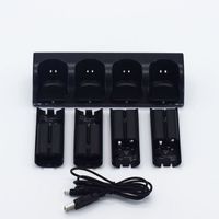noir 4 chargeurs + 4 batteries rechargeables 2800mAh, pour Nintendo Wii / Wii U télécommande accessoires de jeu station d'accueil de