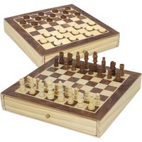 ColorBaby - Jeux de société d'échecs et Dames 2 en 1 Bois avec tiroir CB Games 45594