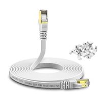 KASIMO Câble Ethernet 25m Cat 8 Plat Blanc