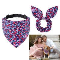Collier Chien Bandana & Matching Chouchou Set Heart Fleur foulard colier chien pour Small Médium Chiens et animaux mère propriétaire