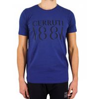 Cerruti 1881 T-shirt manches courtes col rond grand logo Puegnago Bleu Roi Homme